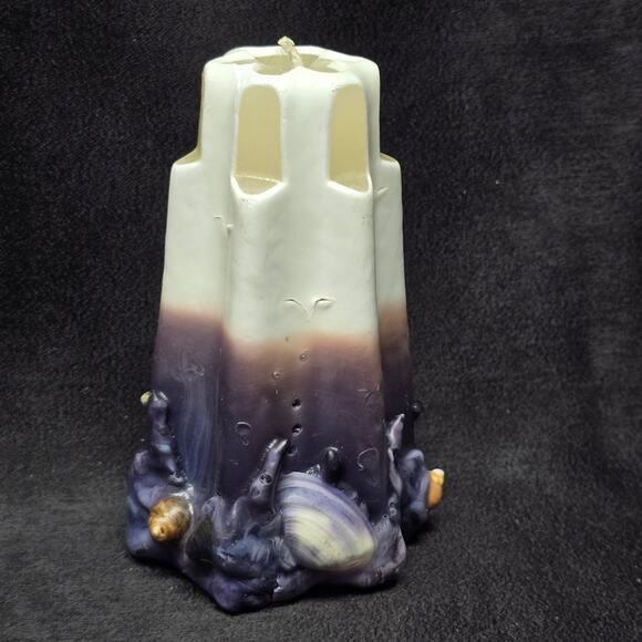 Hand Carved Ocean Life Sea Shell Aquatic Animal Designed Large Candle Rare - Picture 3 of 10